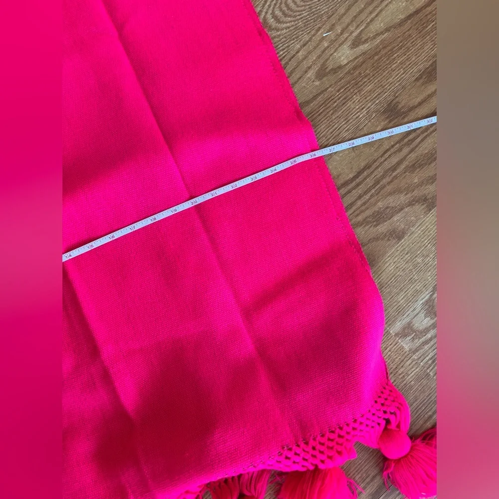 Vintage Saks Fifth Avenue Hot Pink Tassel Scarf / Throw | Blanket Wrap 26” x 78”